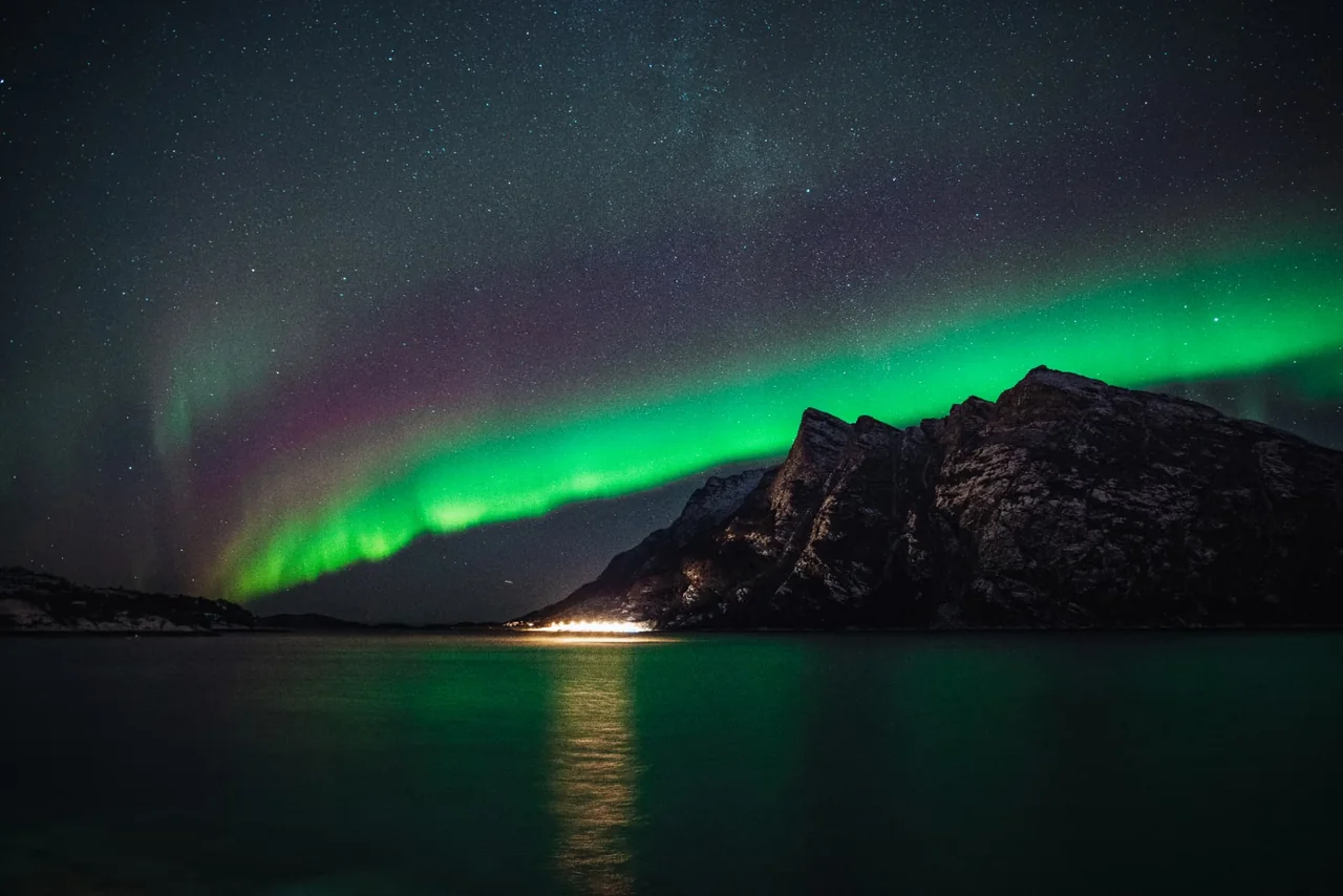 Northern lights over the fjord outside Bodø, Nordland